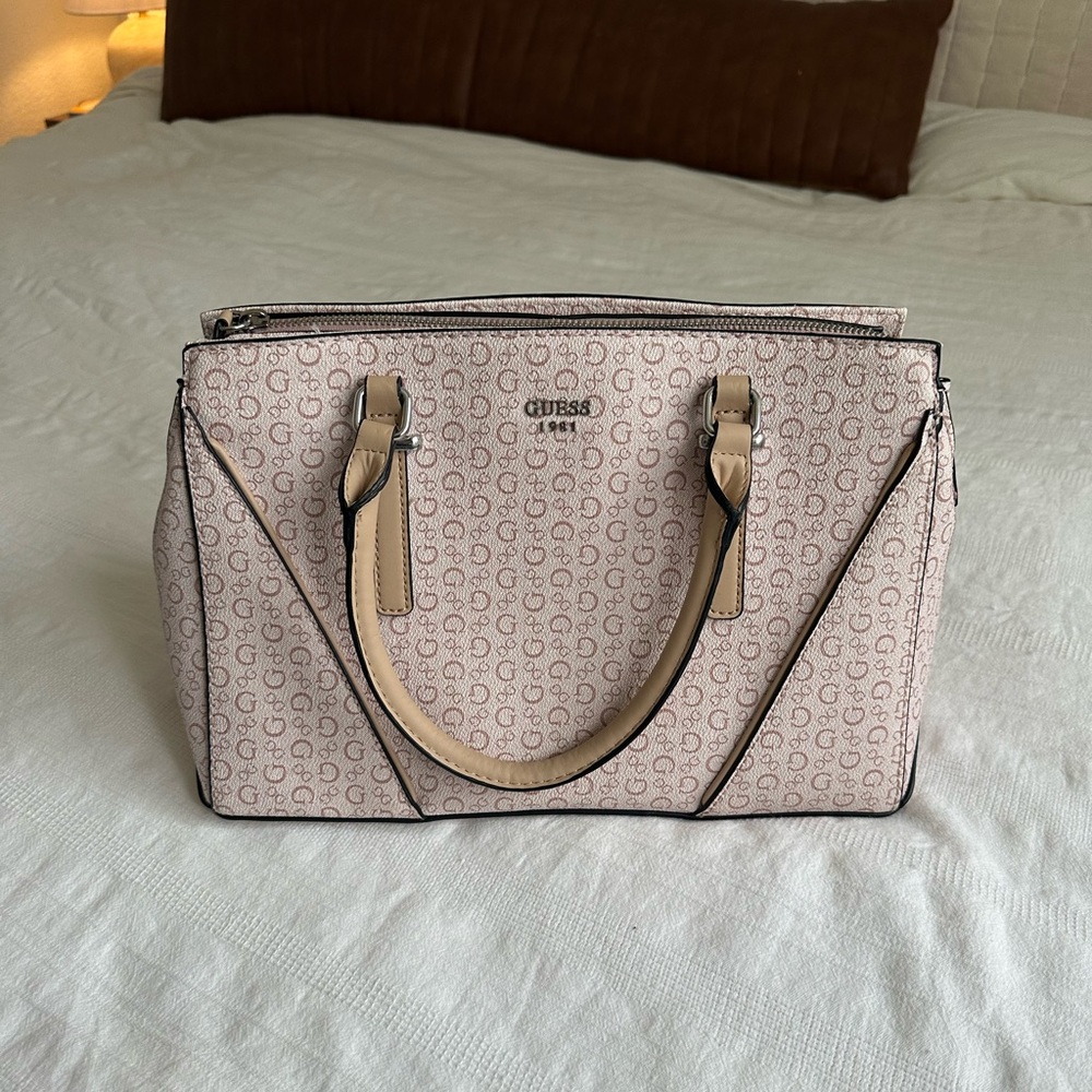 Guess Monogram Leather Handbag